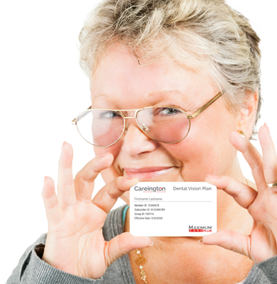 Woman holding a Careington Membership Card